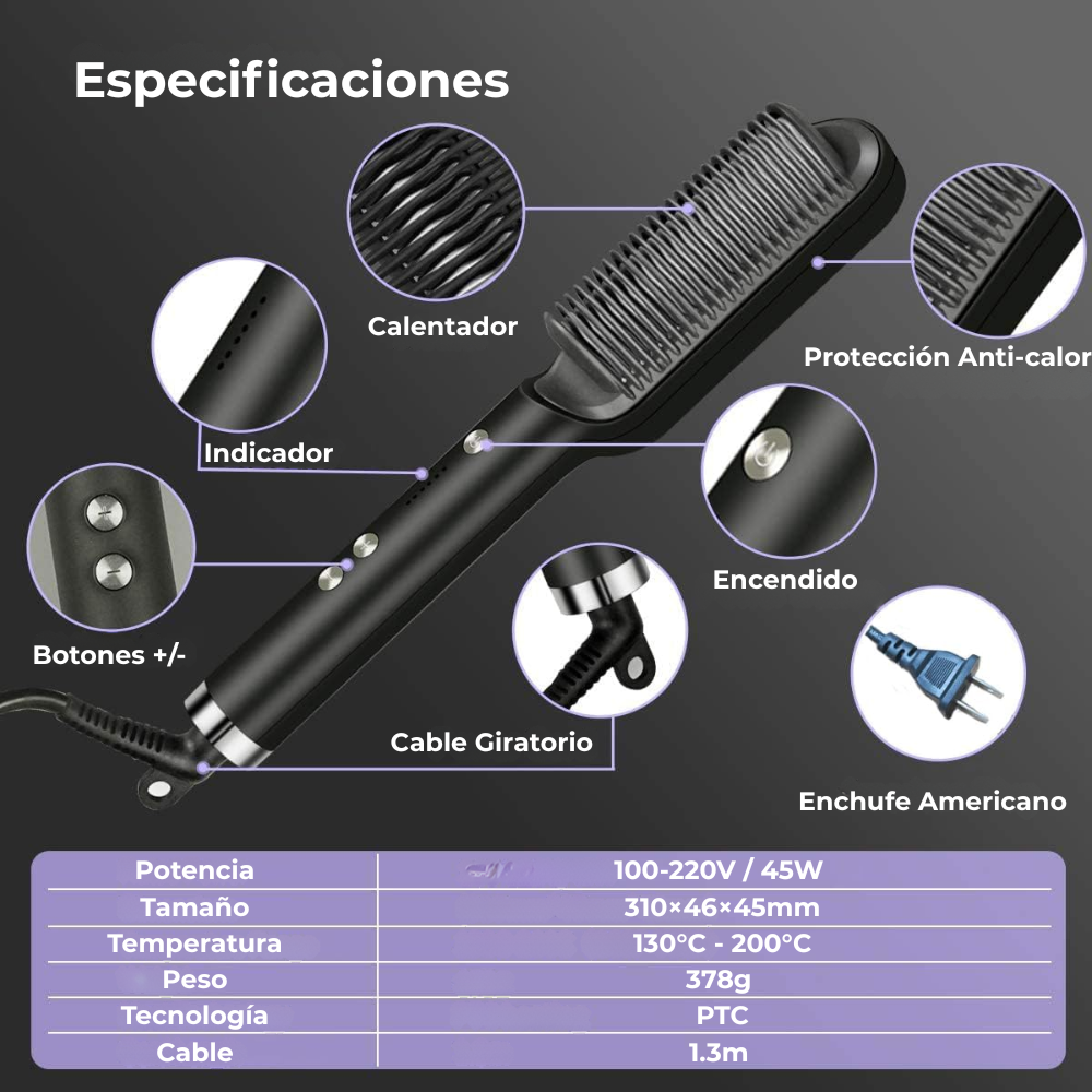 Cepillo Plancha Alisador 3 en 1